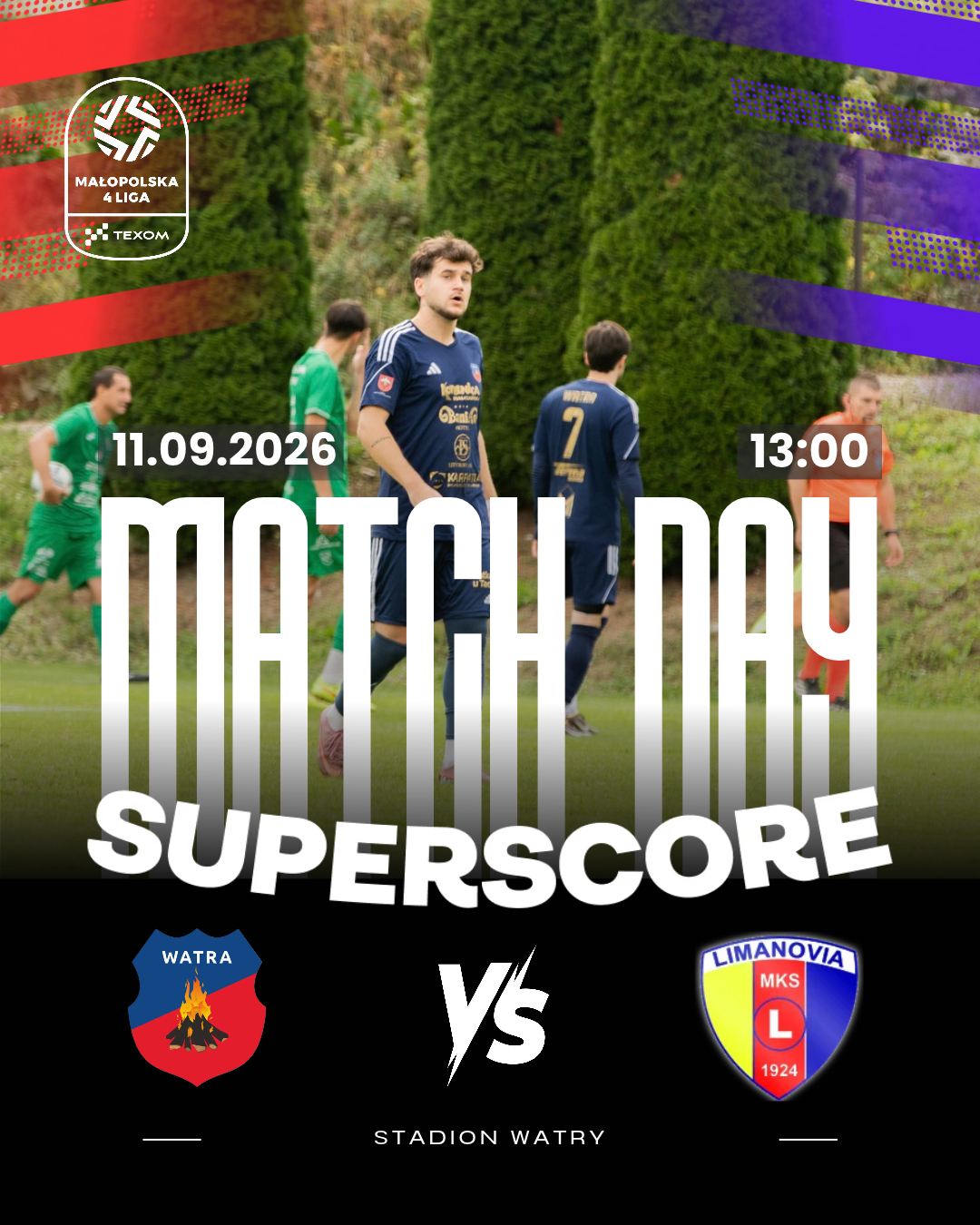 Watra – Limanovia · poprawny termin: 11.10.2026, 13:00. Data na grafice jest błędna.